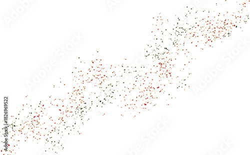 Abstract Red and Green Confetti Particles on White Background
