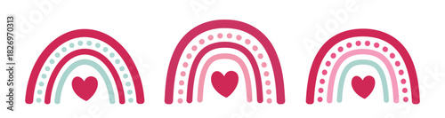 Set of Valentine's Day Rainbow flat vector illustration.
Valentine icon element clipart.
For celebrating Valentine's Day, wedding or birthday.
White background.
