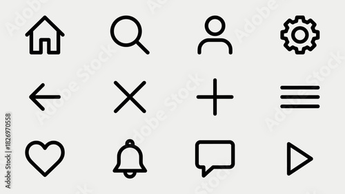 Essential User Interface Line Icons Pack Modern Web App Navigation Symbols