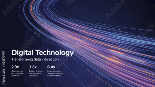 Digital Technology Transforming Data into Action Showcasing Modern Innovation and Connectivity with Abstract Lines and Futuristic Design Elements for Business and Advertising