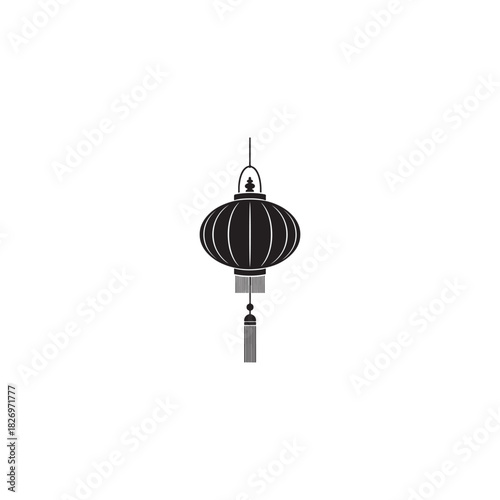 Traditional chinese lantern silhouette with tassel