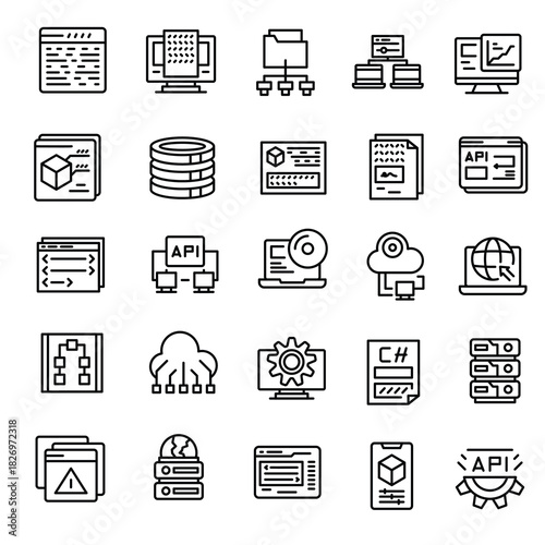 "Clean vector icons designed for programming, development, and modern tech platforms."