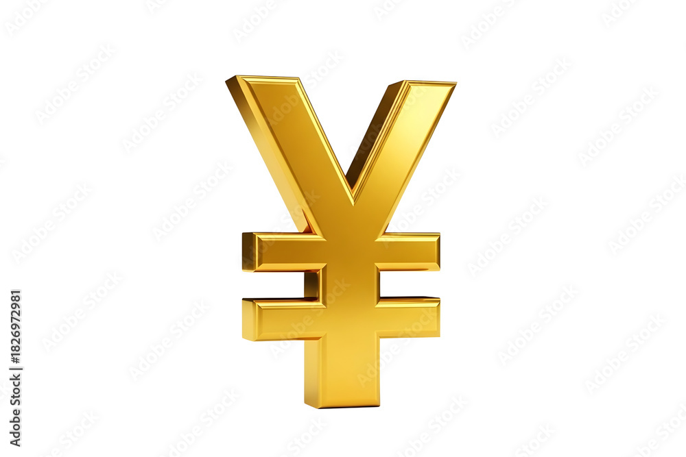 Obraz premium Golden yen symbol isolated on transparent background, a representation of wealth