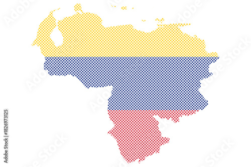 Map of venezuela with National Flag Colors dotted pattern