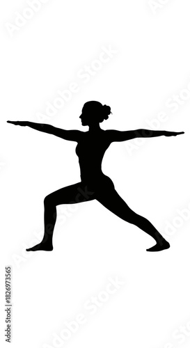 Silhouette of a woman in warrior pose showcasing yoga and fitness strength flexibility and balance