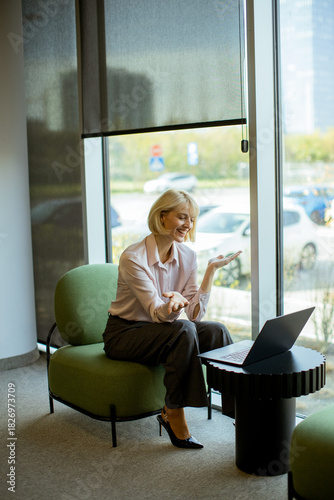 Businesswoman engaged in vi...