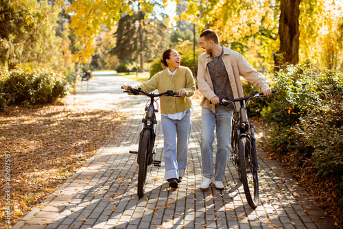 Couple enjoying a sunny aut...