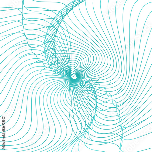 A green wave with a white background. The wave is made up of many lines and curves