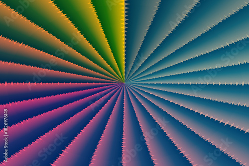 Vibrant radial spectrum with textured rays, abstract background.