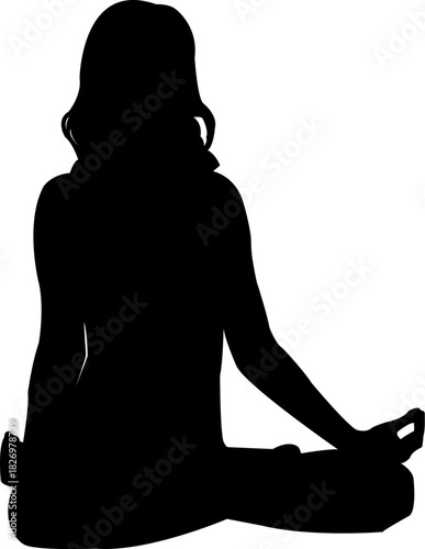 Woman sitting in Padmasana Lotus Pose with calm posture deep focus and mindful meditation for wellness and balance