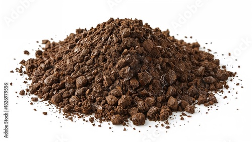 Wallpaper Mural A pile of soil or compost with dark brown, crumbly texture on a white background. Torontodigital.ca