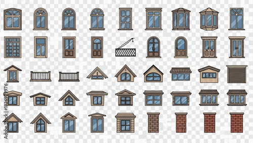 Collection of Architectural Window and Door Designs in Vector Format