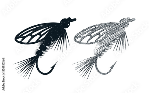 Two fly fishing lures isolated on white
