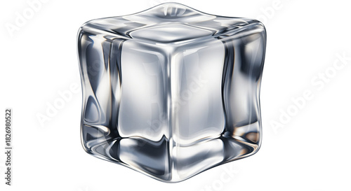 Realistic Transparent Ice Cube Vector