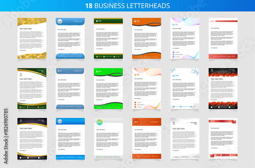 Professional set of business letterheads designed in a clean and modern style. Perfect for corporate correspondence, proposals, official documents, and business communication.