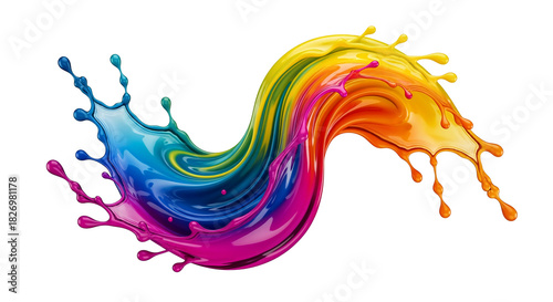 Vibrant Rainbow Paint Splash Swirl