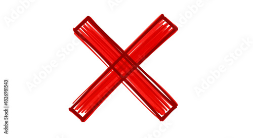 Hand-drawn Red X Mark Symbol