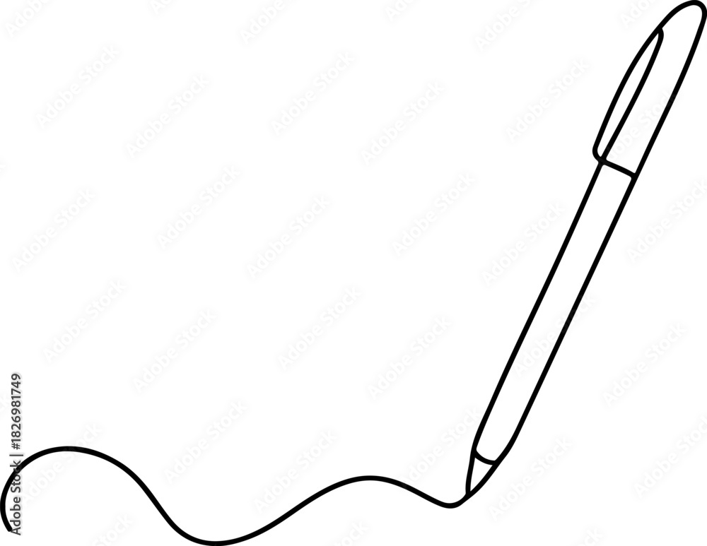 Obraz premium Detailed pen line art drawing of an object silhouette isolated on white background