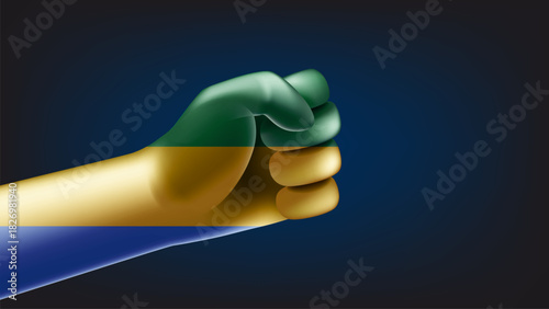 Fist with flag of Gabon. 3d vector illustration