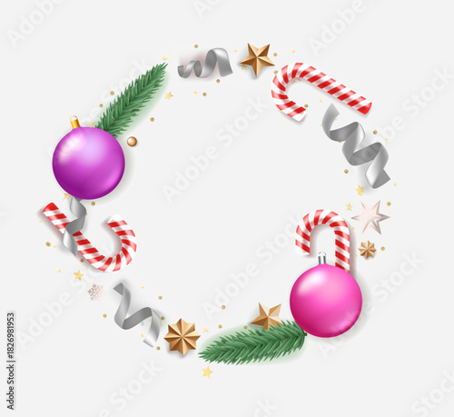 Christmas frame for greetings. 3d vector illustration