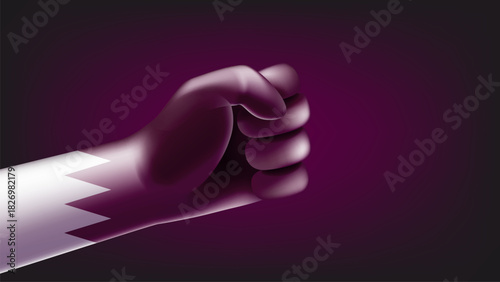 Fist with flag of Quater. 3d vector illustration