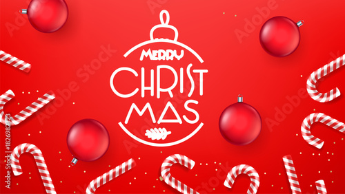 Christmas greeting card with calligraphic inscription. 3d vector banner