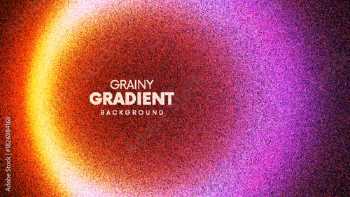Vibrant circular grainy gradient with shifted glowing light created from thousands of individual dots. Glowing grainy circular banner with soft film grain effect for promotional and marketing visuals