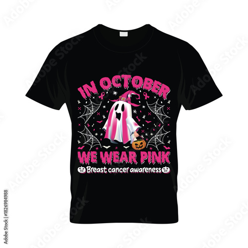 in october we wear pink breast cancer awareness t shirt