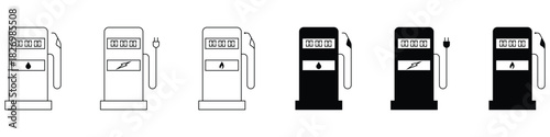 Fuel, gas, charging station icon set. Fueling sign collection, ui and apps design