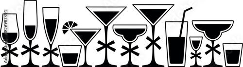 Assortment of Various Drink Glasses Silhouettes for Festive Occasions and Beverage Concepts