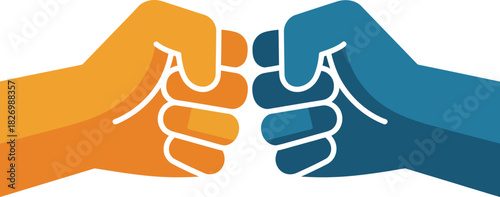 Fist Bump Gesture Between Two Hands for Success and Power