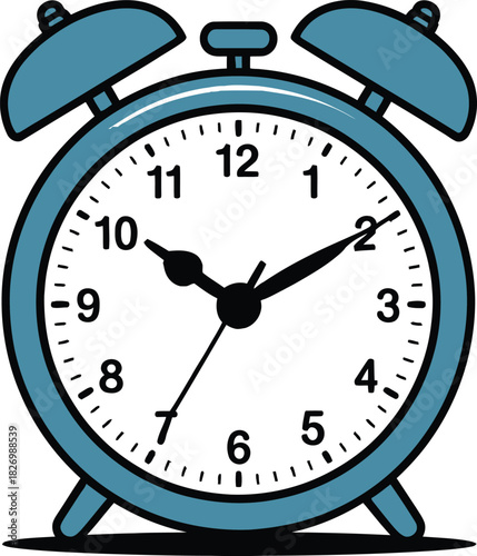 Blue Retro Analog Alarm Clock for Time Management