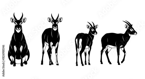 Antelope silhouette collection: different views of african wildlife art