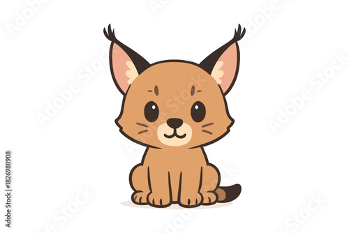 Cute cartoon lynx on white background for kids and nature-themed graphics