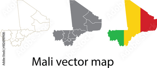 Mali vector map illustration on isolated white background This clean and minimal vector map is fully editable and scalable and it ideal for infographics, educational charts, geographic presentations