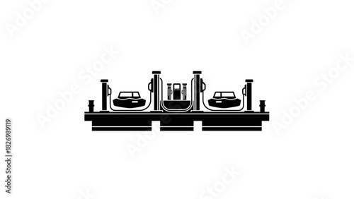 Electric dock for boats on a transparent background