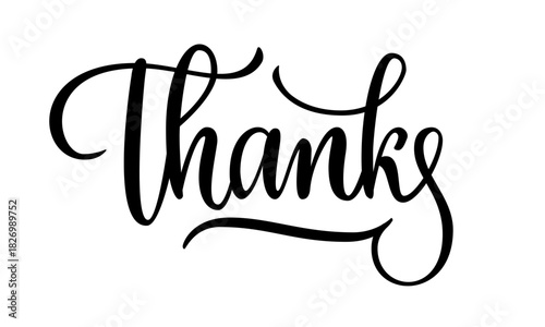 Thanks Handwritten Simple Calligraphy Lettering Vector