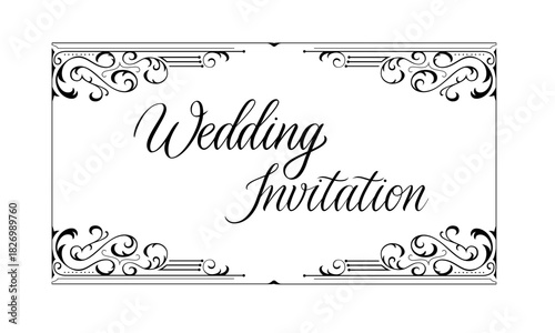 Wedding Invitation Frame card art deco Vector Design