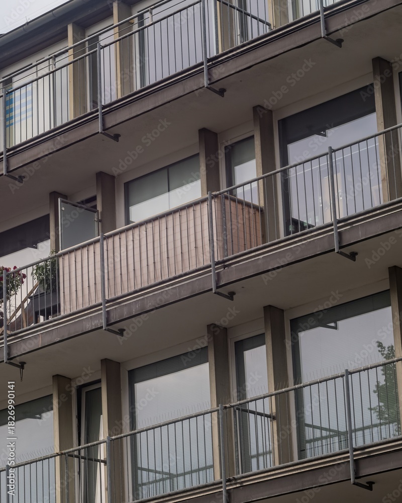 Fototapeta premium balcony rows of a residential building from 1950