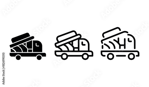 Vector illustration of a toy truck icon.Transparent minimalist icon.