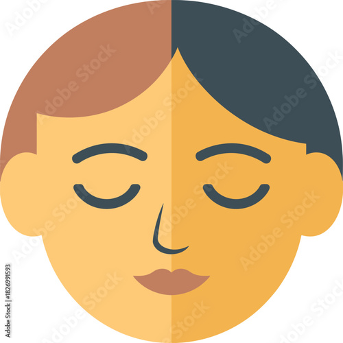 Split Face Icon with Closed Eyes
