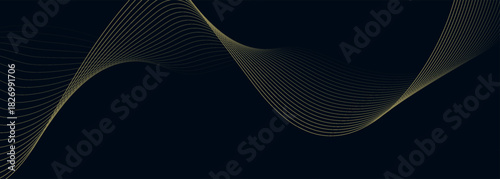 Abstract golden lines pattern decorative on blue background. Overlapping for a luxury style of decoration template.