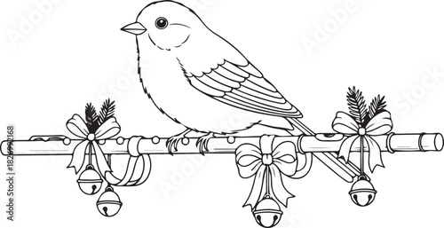 Beautiful Christmas Day Line Art Design