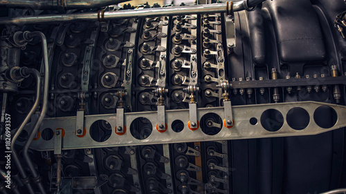 Commercial aircraft turbine engine undergoing repair and maintenance