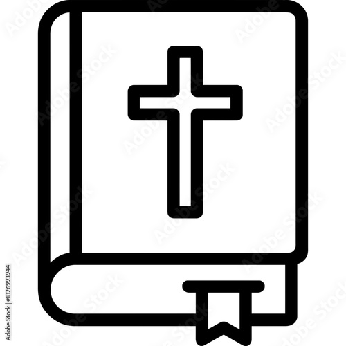 Holy book bible closed with cross outline icon vector