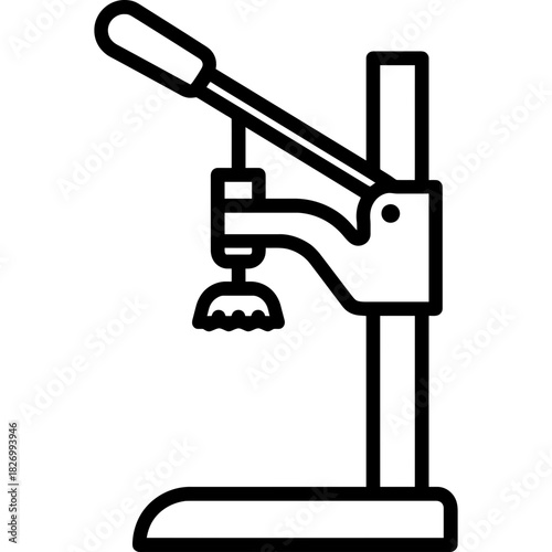 Bench-mounted bottle capper outline icon vector