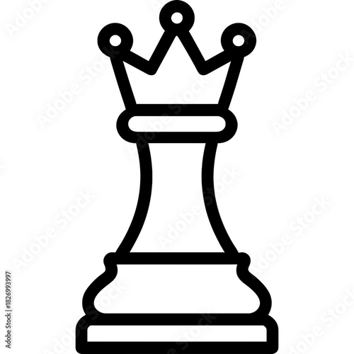 Chess queen piece outline icon vector