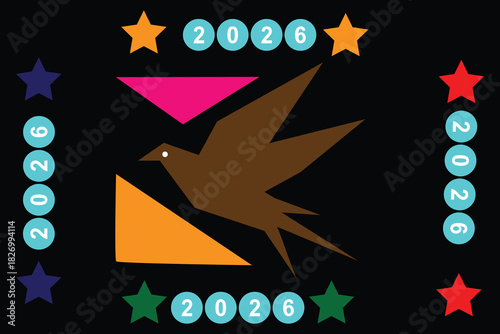 Stylized Bird Motif with Abstract Elements 2026