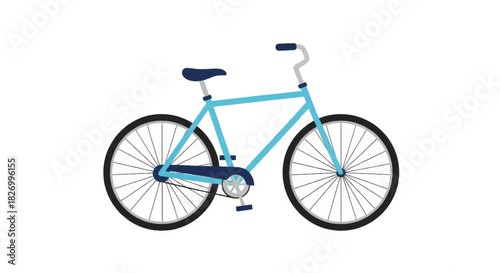 Blue bicycle flat vector illustration. Eco-friendly transport and cycling concept. Isolated bike icon on white background