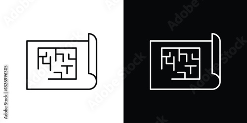 Architecture plan icons vector. doodle. on a white background.